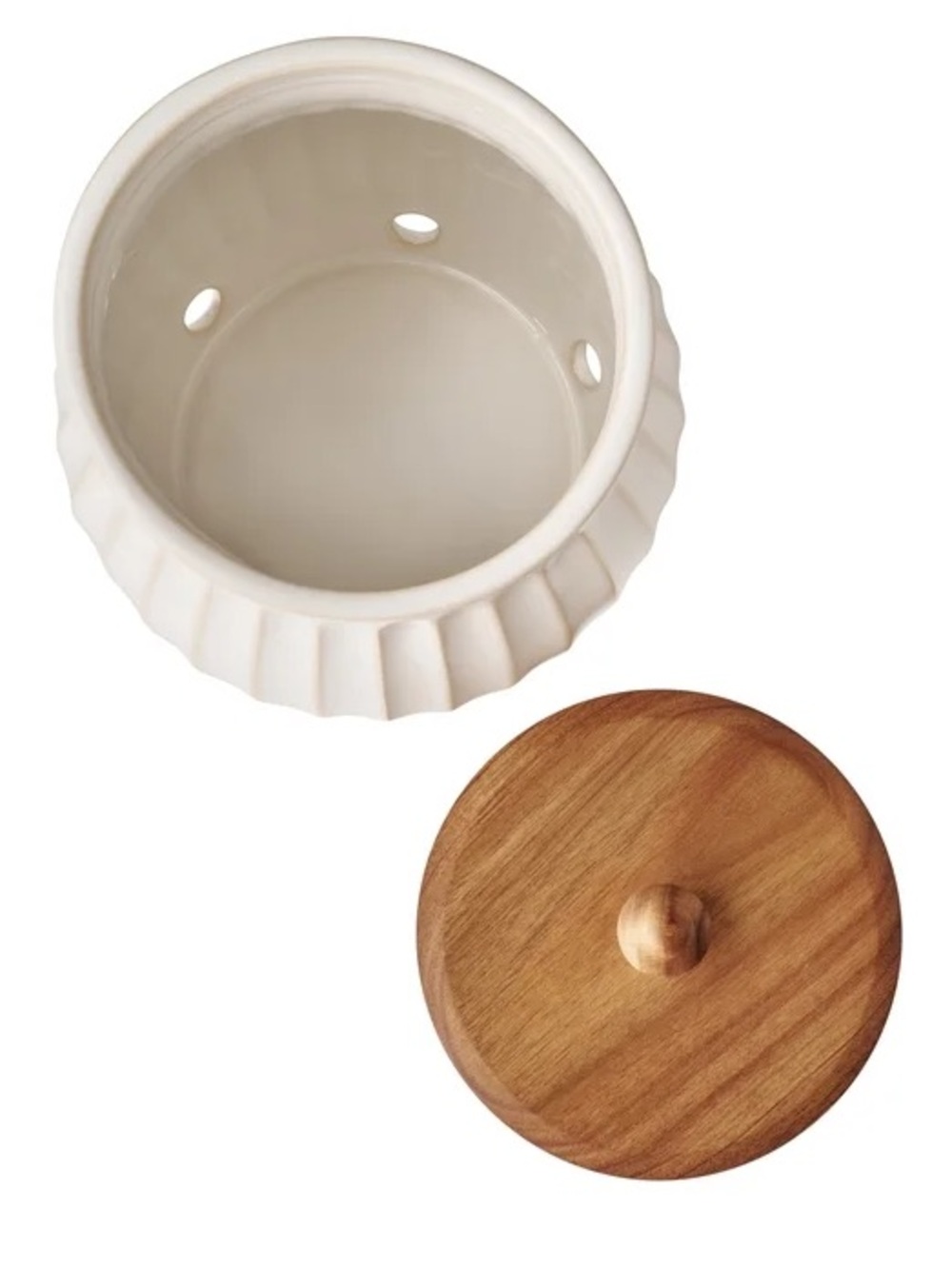 🌸 New Pioneer Woman Colette Potato Vegetable Keeper Canister White Linen, Qty 1 - Picture 8 of 11